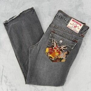 Vintage True Religion Billy Embroidered Baggy Fit Jeans Mens 36x34 Y2K